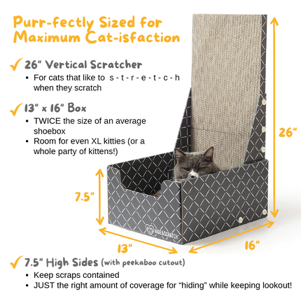 26" L Shaped Cat Scratcher Box and Cat Bed with Double-Sided Cardboard Cat Scratch Pad-2