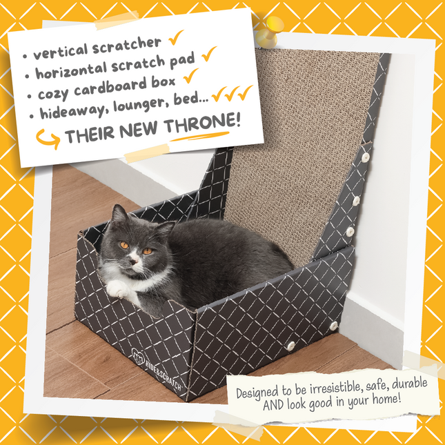 26" L Shaped Cat Scratcher Box and Cat Bed with Double-Sided Cardboard Cat Scratch Pad-1