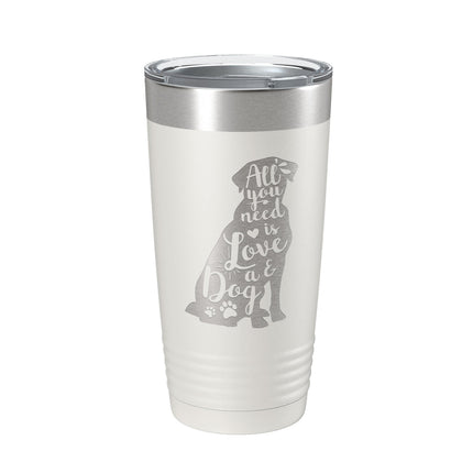 Love and a Dog Tumbler Dog Lover Travel Mug All You Need is Love Insulated Laser Engraved Coffee Cup Pet Owner Gift 20 oz-1