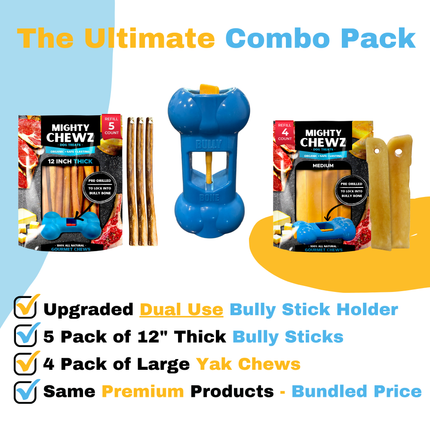 Yak Cheese & Bully Stick Combo Pack with Chew Holder