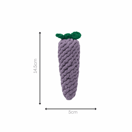 Eggplant rope dog toy, included in the Rope Toy Trio