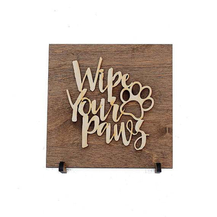 Wipe Your Paws Wooden Sign – 6.5-Inch Pet Décor