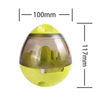 Interactive tumbler slow feeder toy for dogs and cats in pink and green