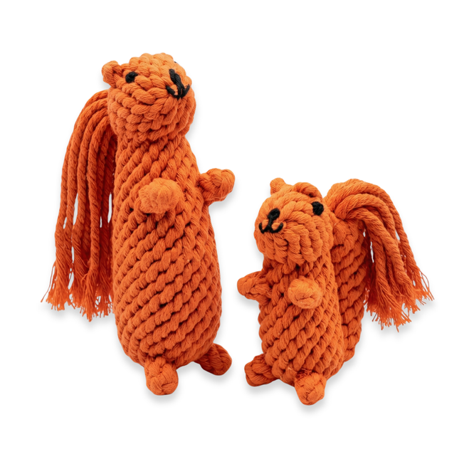 Oliver the Squirrel rope dog toy, included in the Rope Toy Trio